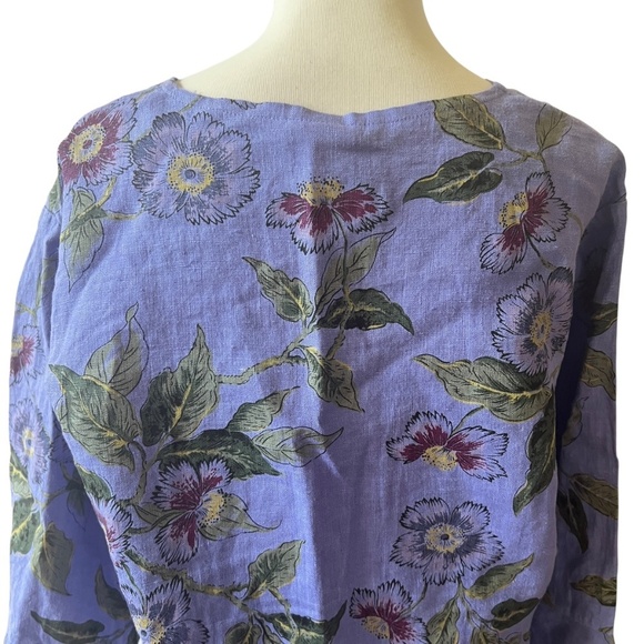 HABITAT 100% LINEN SKIRT TOP SET S/M FLORAL LAGENLOOK BREATHABLE BOHEMIAN PURPLE - Picture 5 of 11